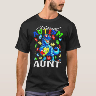 Proud Autism Aunt Dinosaur Autism Awareness Premiu T-Shirt