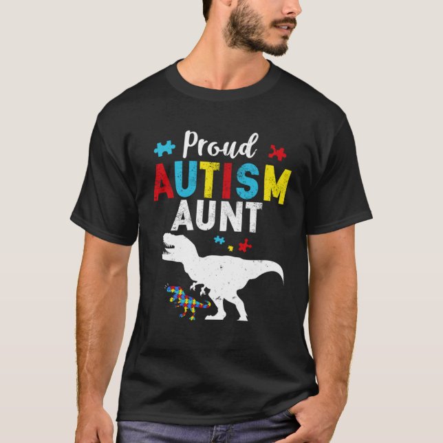 Proud Autism Aunt Family Matching Autism Awareness T-Shirt (Front)