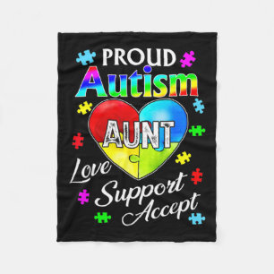 Proud Autism Aunt Love Support Accept Help Awarene Fleece Blanket