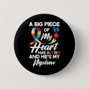 Proud Autism Aunt Uncle Autistic Nephew Autism Awa 2 Inch Round Button