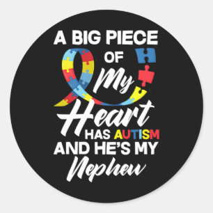 Proud Autism Aunt Uncle Autistic Nephew Autism Awa Classic Round Sticker