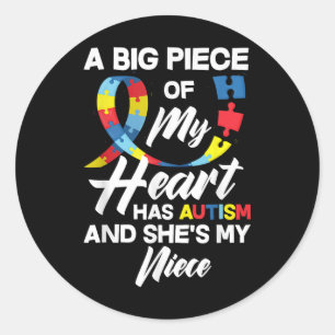 Proud Autism Aunt _ Uncle Autistic Niece Autism Aw Classic Round Sticker