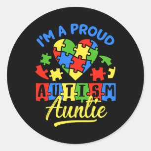 Proud Autism Auntie Awareness Aunt Autistic Niece  Classic Round Sticker