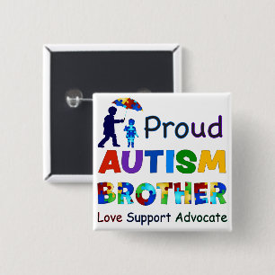 Proud Autism Brother 2 Inch Square Button