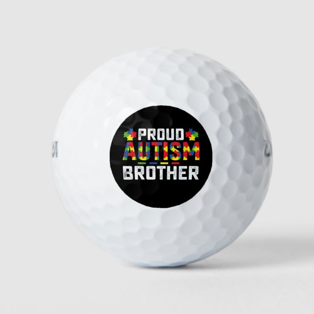 Proud Autism Brother Awareness Autistic Family Golf Balls (Front)
