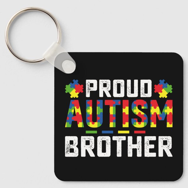 Proud Autism Brother Awareness Autistic Family Keychain (Front)