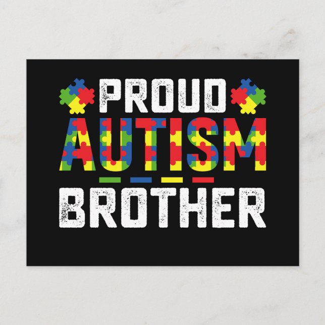 Proud Autism Brother Awareness Autistic Family Postcard (Front)