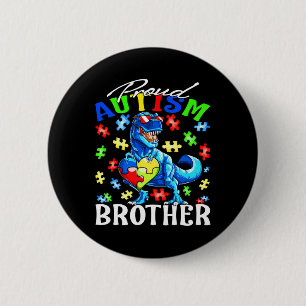 Proud Autism Brother Dinosaur Autism Awareness  2 Inch Round Button