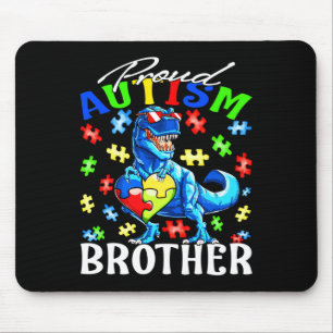 Proud Autism Brother Dinosaur Autism Awareness Mouse Pad