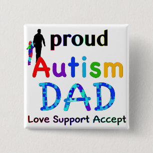 Proud Autism Dad 2 Inch Square Button