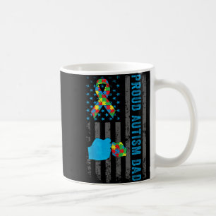 Proud Autism Dad American Flag Usa Autism Awarenes Coffee Mug