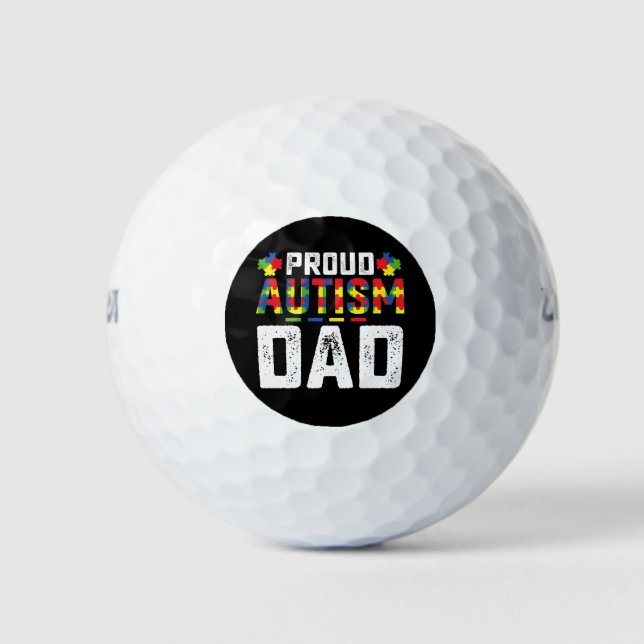 Proud Autism Dad Awareness Autistic Family Golf Balls (Front)