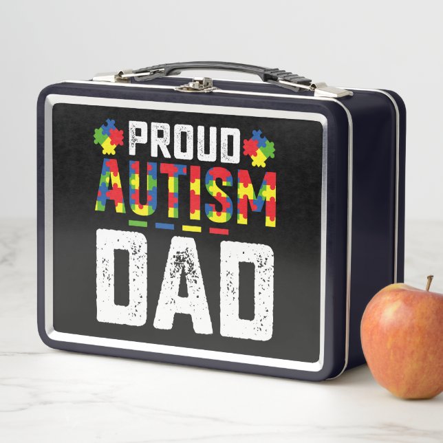 Proud Autism Dad Awareness Autistic Family Metal Lunch Box (In Situ)