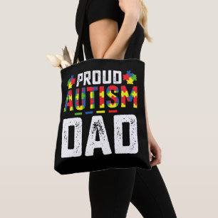 Proud Autism Dad Awareness Autistic Family Tote Bag