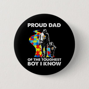 Proud Autism Dad-father And Son Autism Awareness 2 Inch Round Button