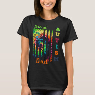 Proud Autism Dad Tie Dye Flag Autism Awareness War T-Shirt
