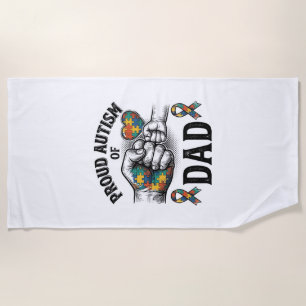 Proud Autism Dad Vintage Engraving Awareness Shirt Beach Towel