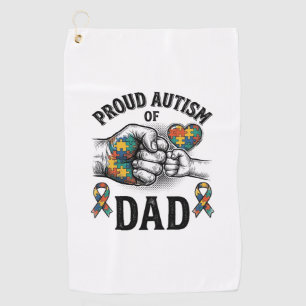 Proud Autism Dad Vintage Engraving Awareness Shirt Golf Towel