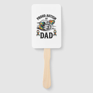 Proud Autism Dad Vintage Engraving Awareness Shirt Hand Fan