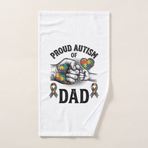 Proud Autism Dad Vintage Engraving Awareness Shirt Hand Towel