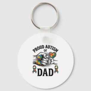 Proud Autism Dad Vintage Engraving Awareness Shirt Keychain
