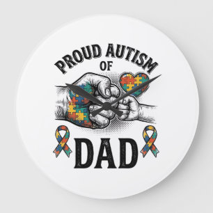 Proud Autism Dad Vintage Engraving Awareness Shirt Large Clock