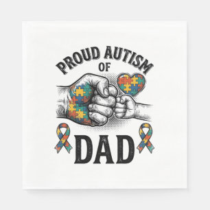Proud Autism Dad Vintage Engraving Awareness Shirt Napkin