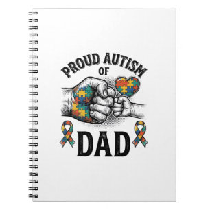 Proud Autism Dad Vintage Engraving Awareness Shirt Notebook
