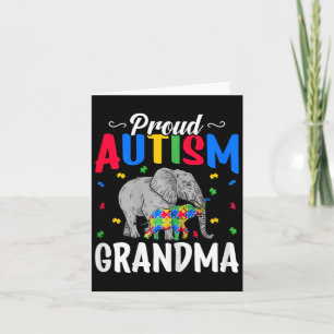 Proud Autism Grandma - Autistic Elephant Autism Aw Card