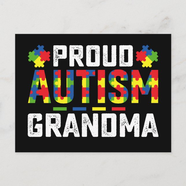 Proud Autism Grandma Awareness Autistic Family Postcard (Front)