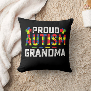 Proud Autism Grandma Awareness Autistic Family Throw Pillow