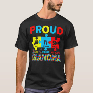 Proud Autism Grandma Cute Autism Awareness Puzzle T-Shirt