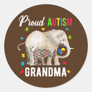Proud Autism Grandma Funny Autism Awareness Daddy Classic Round Sticker