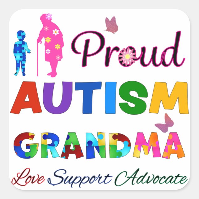Proud Autism Grandma Square Sticker (Front)