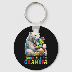 Proud Autism Grandpa Bear Autism Awareness Autisti Keychain