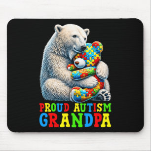 Proud Autism Grandpa Bear Autism Awareness Autisti Mouse Pad