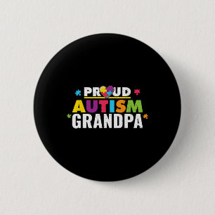 Proud Autism Grandpa Ribbon Puzzle Piece  2 Inch Round Button