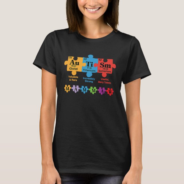 Proud Autism Mammaw Autism Awareness Matching Fami T-Shirt (Front)