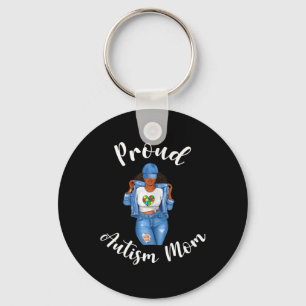 Proud Autism Mom African American Black Mom Woman  Keychain