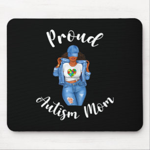Proud Autism Mom African American Black Mom Woman Mouse Pad