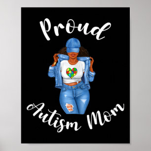 Proud Autism Mom African American Black Mom Woman Poster
