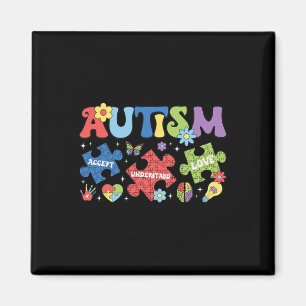 Proud Autism Mom Autism Awareness Acceptance Colou Magnet