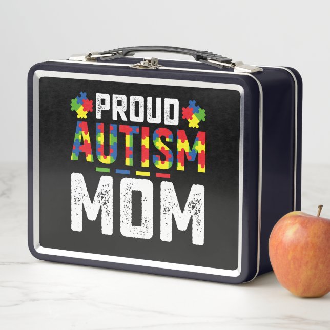 Proud Autism Mom Awareness Autistic Family Metal Lunch Box (In Situ)