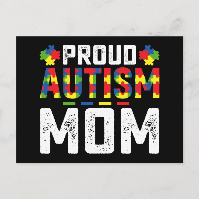 Proud Autism Mom Awareness Autistic Family Postcard (Front)