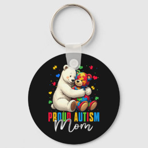 Proud Autism Mom Bear Autism Awareness Autistic So Keychain