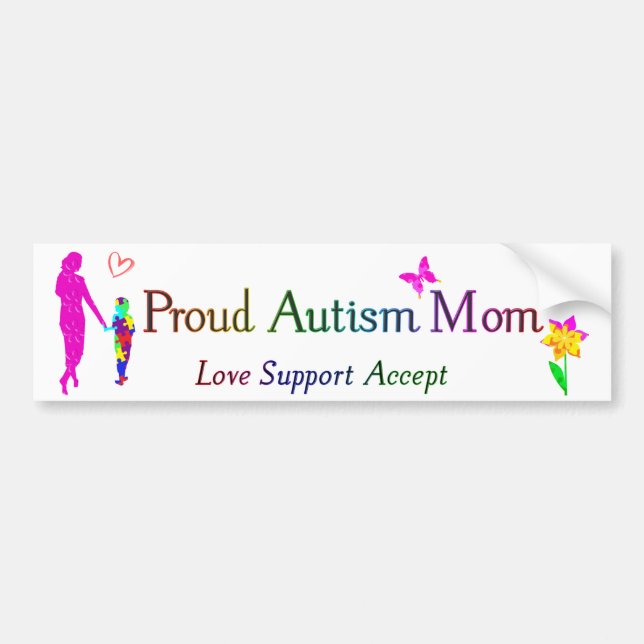 Proud Autism Mom Bumper Sticker (Front)