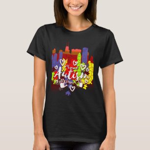 Proud Autism Mother Skyline Design Fitted Scoop T-Shirt