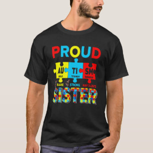 Proud Autism Sister Cute Autism Awareness Puzzle P T-Shirt