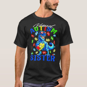 Proud Autism Sister Dinosaur Autism Awareness Prem T-Shirt