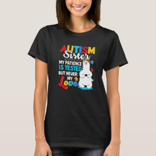 Proud Autism Sister Llama Puzzle Autism Sister Awa T-Shirt